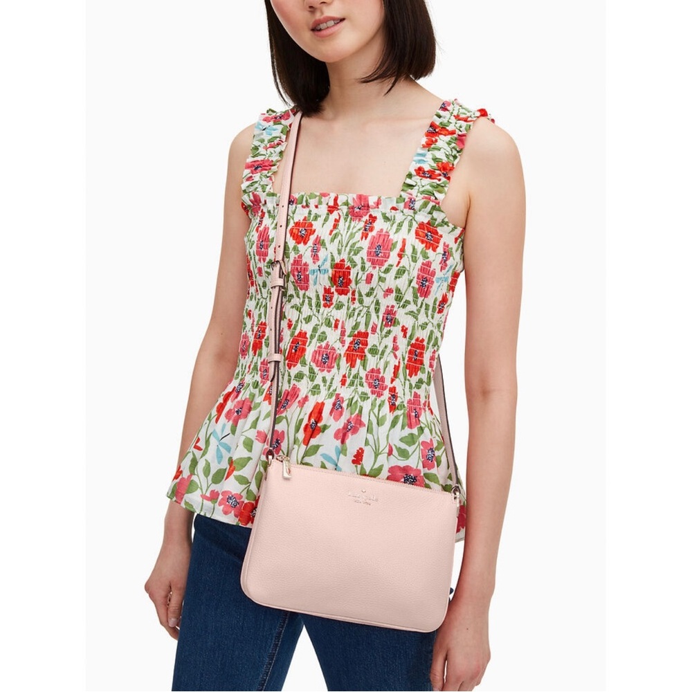Kate Spade Leila Triple Gusset Crossbody In Rose Smoke - Picture 11 of 11